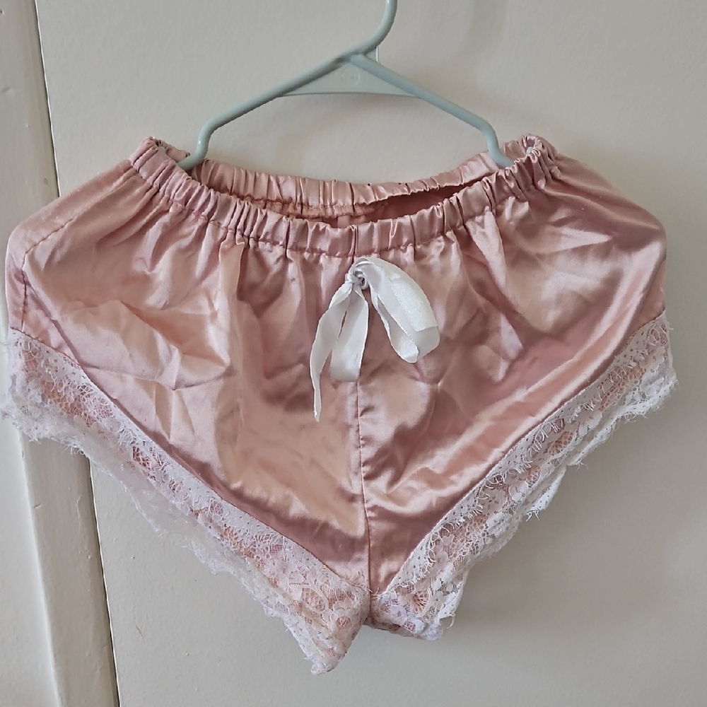 Silky Pink Lace Trim Sleep Shorts